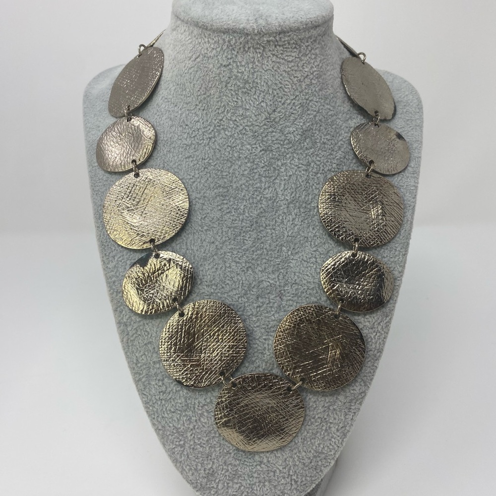 Elegant Bronze Gold Disc Necklace